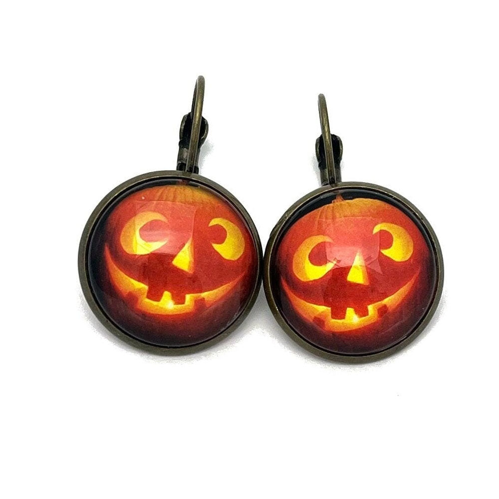 Postage Stamp Earrings - 2016 USA Jack-o’-Lanterns
