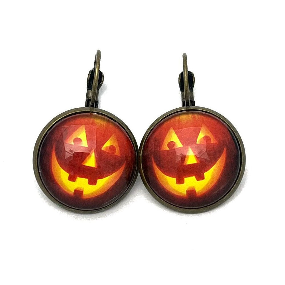 Postage Stamp Earrings - 2016 USA Jack-o’-Lanterns Gus