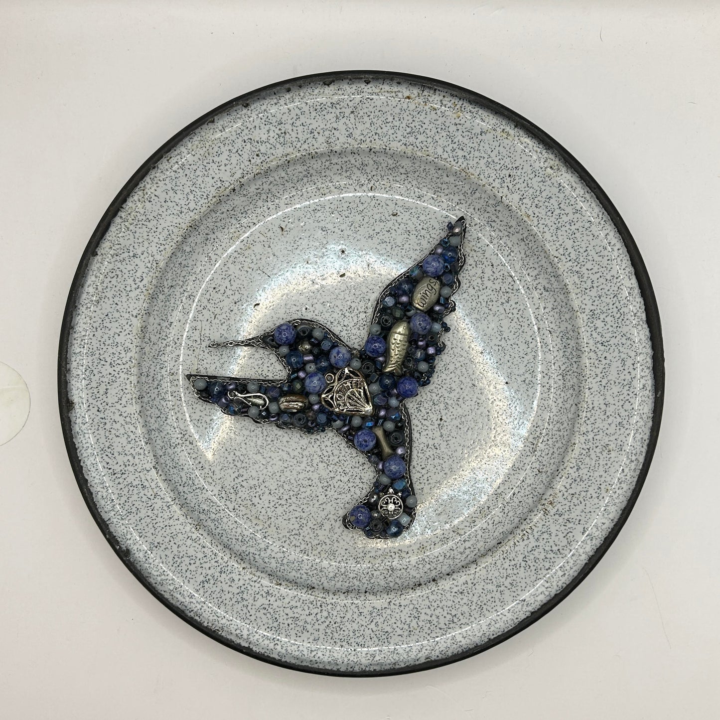 Jewelry Relief - Hummingbird on Enamelware