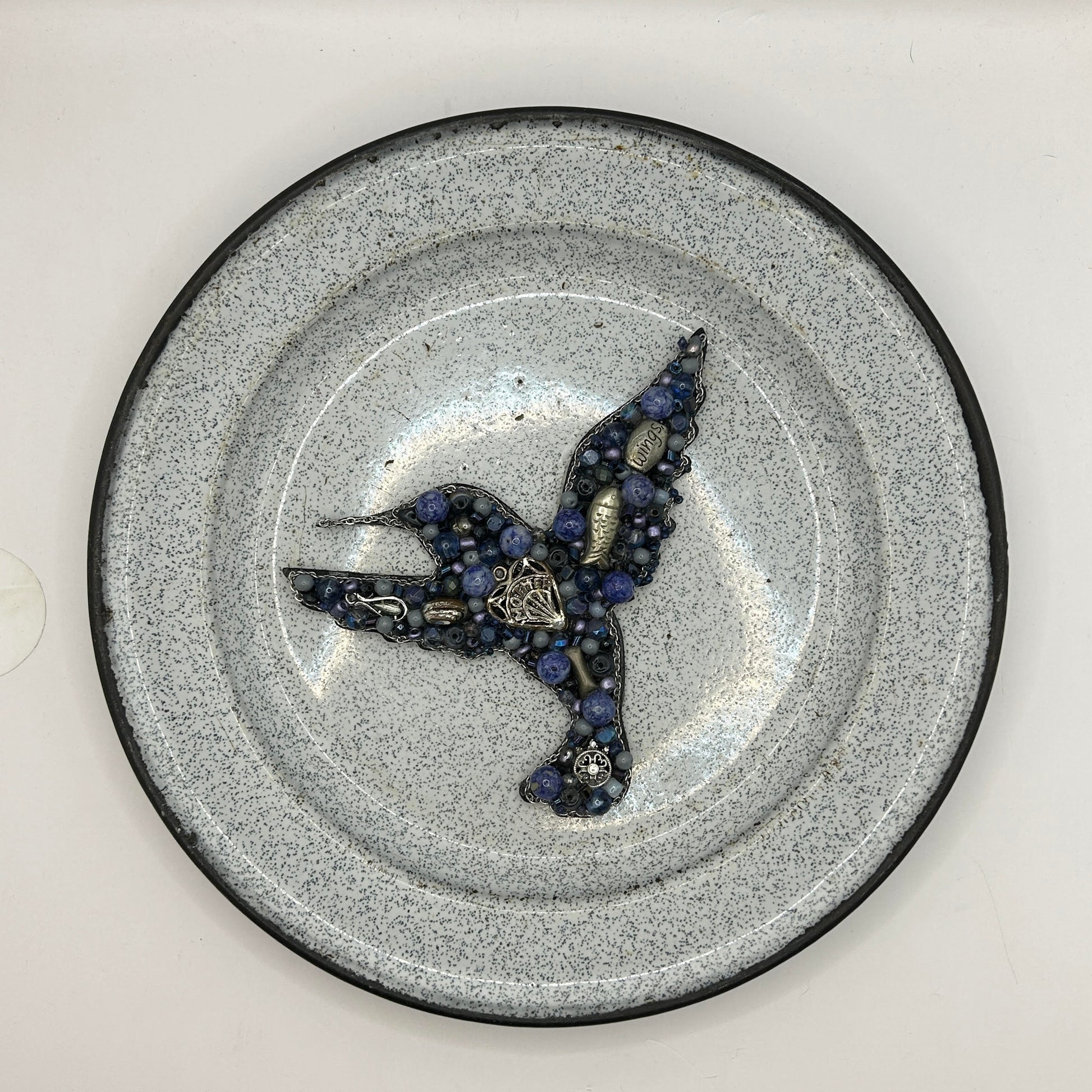 Jewelry Relief - Hummingbird on Enamelware