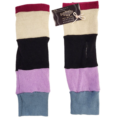 Wool Sweater Fingerless Gloves Light Blue Mauve Black