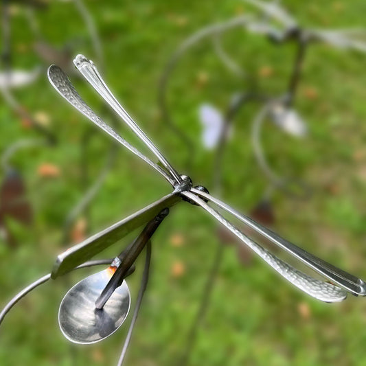 Flatware Garden Sculpture - Drunken Dragonfly