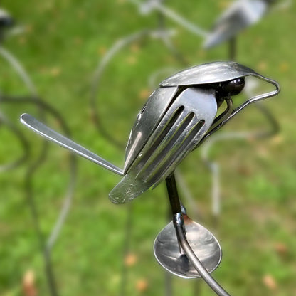 Flatware Garden Sculpture - Brew Bird