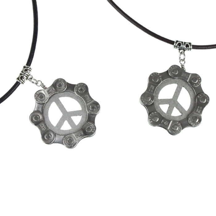 Bike Chain Peace Necklace