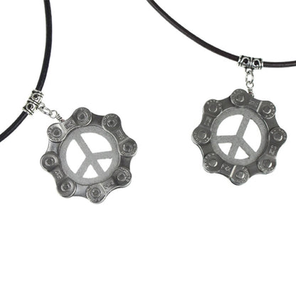 Bike Chain Peace Necklace