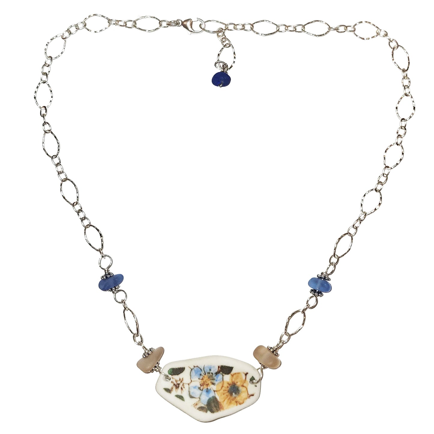 Pottery and Sterling Necklace - Floral