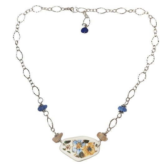 Pottery and Sterling Necklace - Floral