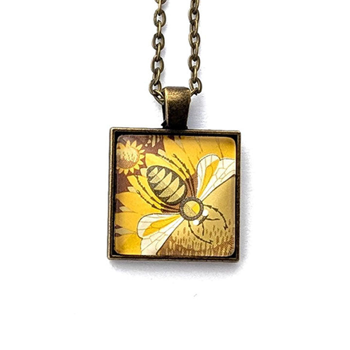 Postage Stamp Necklace - 1963 Romania Honey Bee 1.60