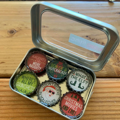 Bottle Cap Magnets - Snarky Christmas