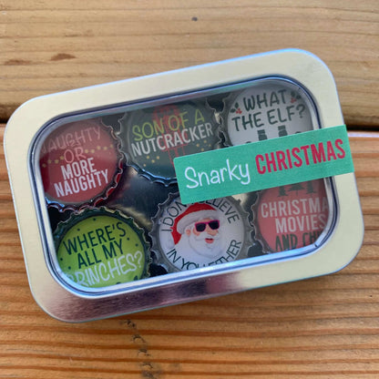 Bottle Cap Magnets - Snarky Christmas