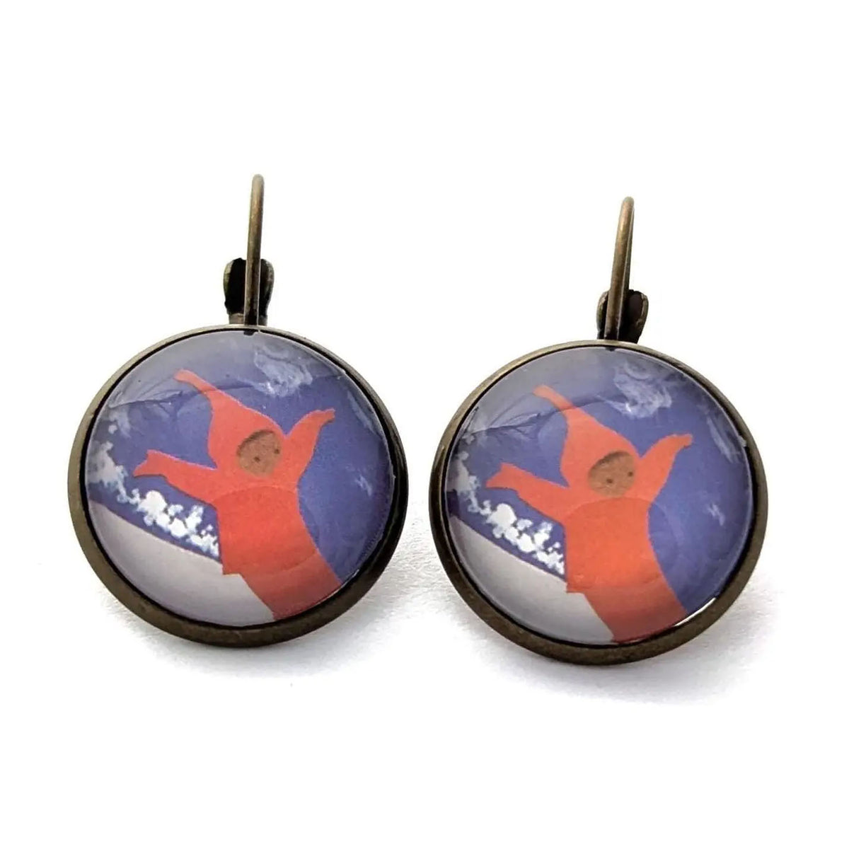 Postage Stamp Earrings - 2017 USA The Snowy Day Sliding