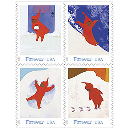 Postage Stamp Earrings - 2017 USA The Snowy Day