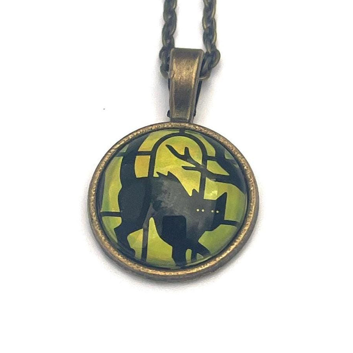 Postage Stamp Necklace - 2019 USA Spooky Silhouettes Cat