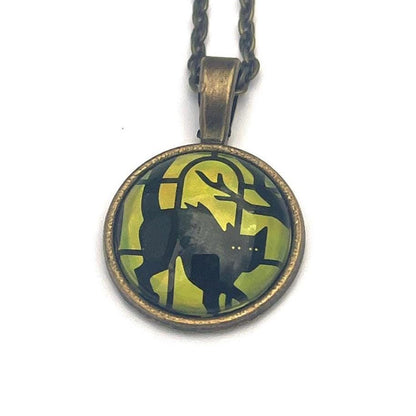 Postage Stamp Necklace - 2019 USA Spooky Silhouettes Cat