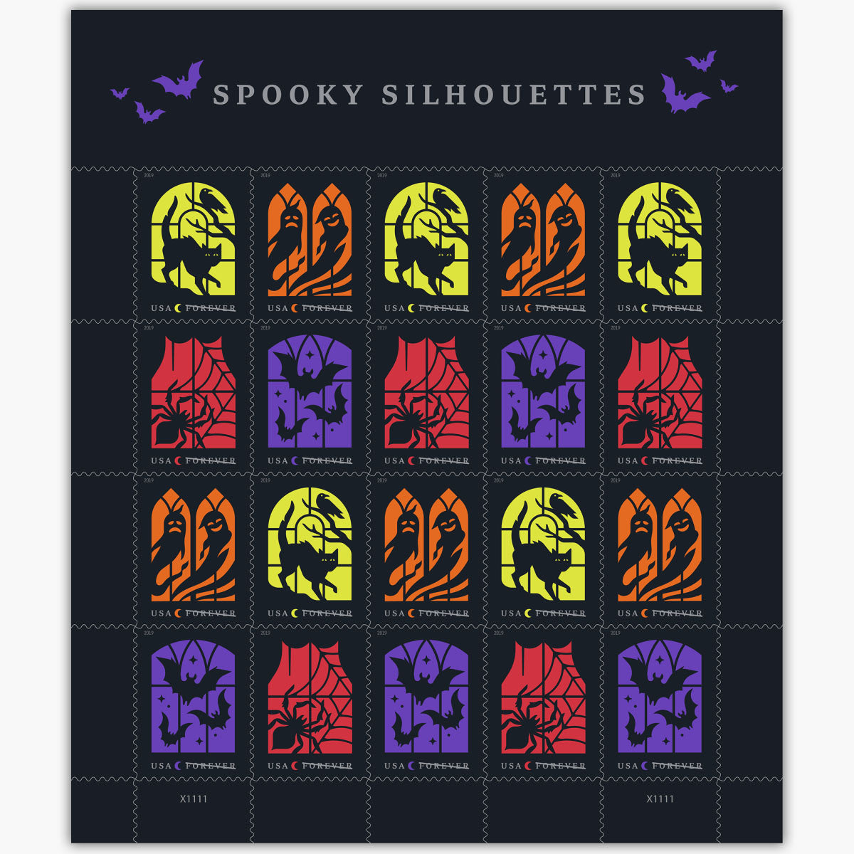 Postage Stamp Earrings - 2019 USA Spooky Silhouettes