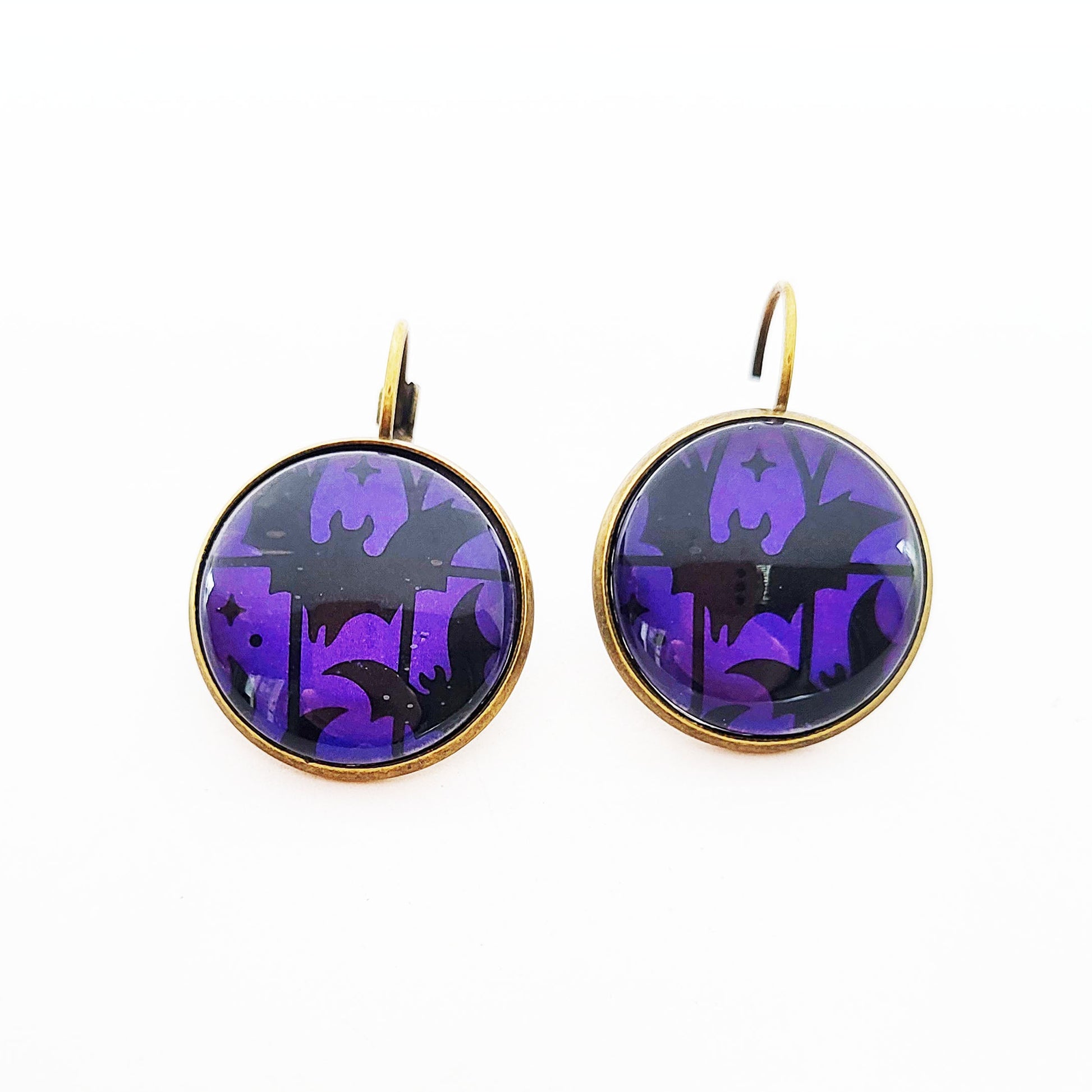 Postage Stamp Earrings - 2019 USA Spooky Silhouettes Bats