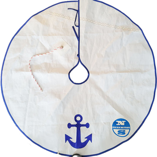 Boat Sail Christmas Tree Skirt - Blue Anchor