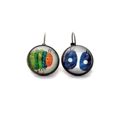 Postage Stamp Earrings - 2018 Japan Eric Carle - The Very Hungry Caterpillar