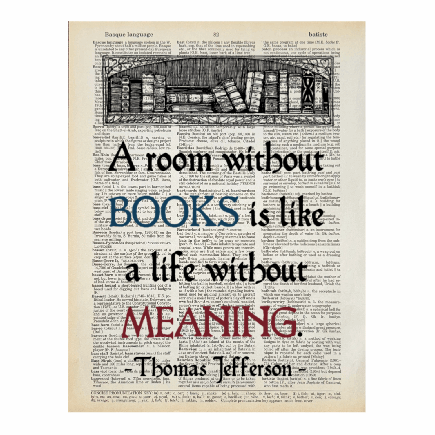 Vintage Book Page Print - A Room Without Books