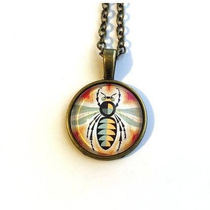 Postage Stamp Necklace - 1963 Romania Honey Bee