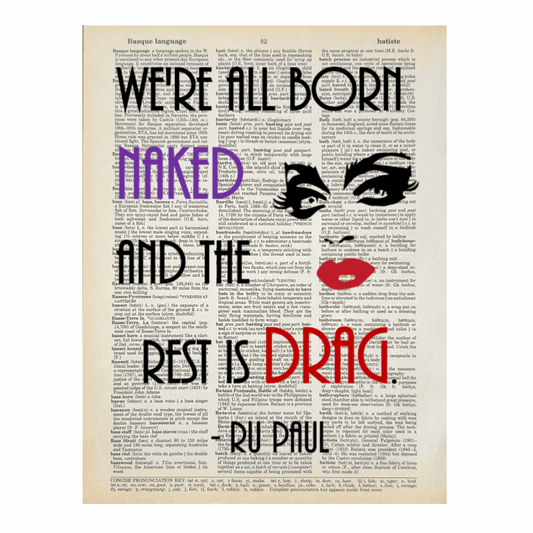 Vintage Book Page Print - We’re All Born Naked