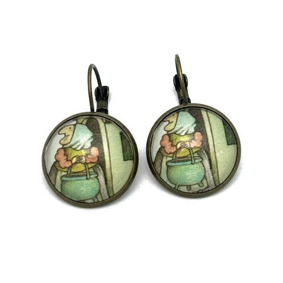 Postage Stamp Earrings -  2023 USA Tomie dePaola Strega Nona