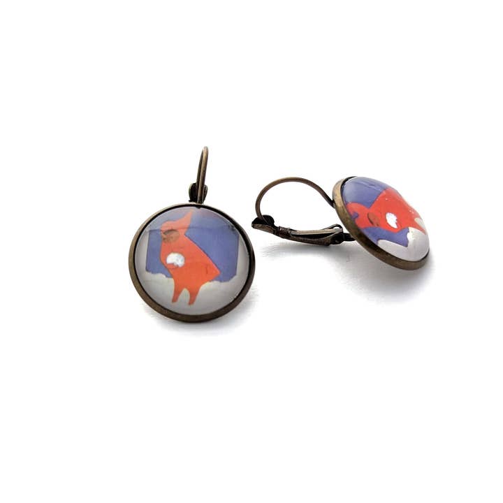 Postage Stamp Earrings -  2017 USA The Snowy Day (Snowball)