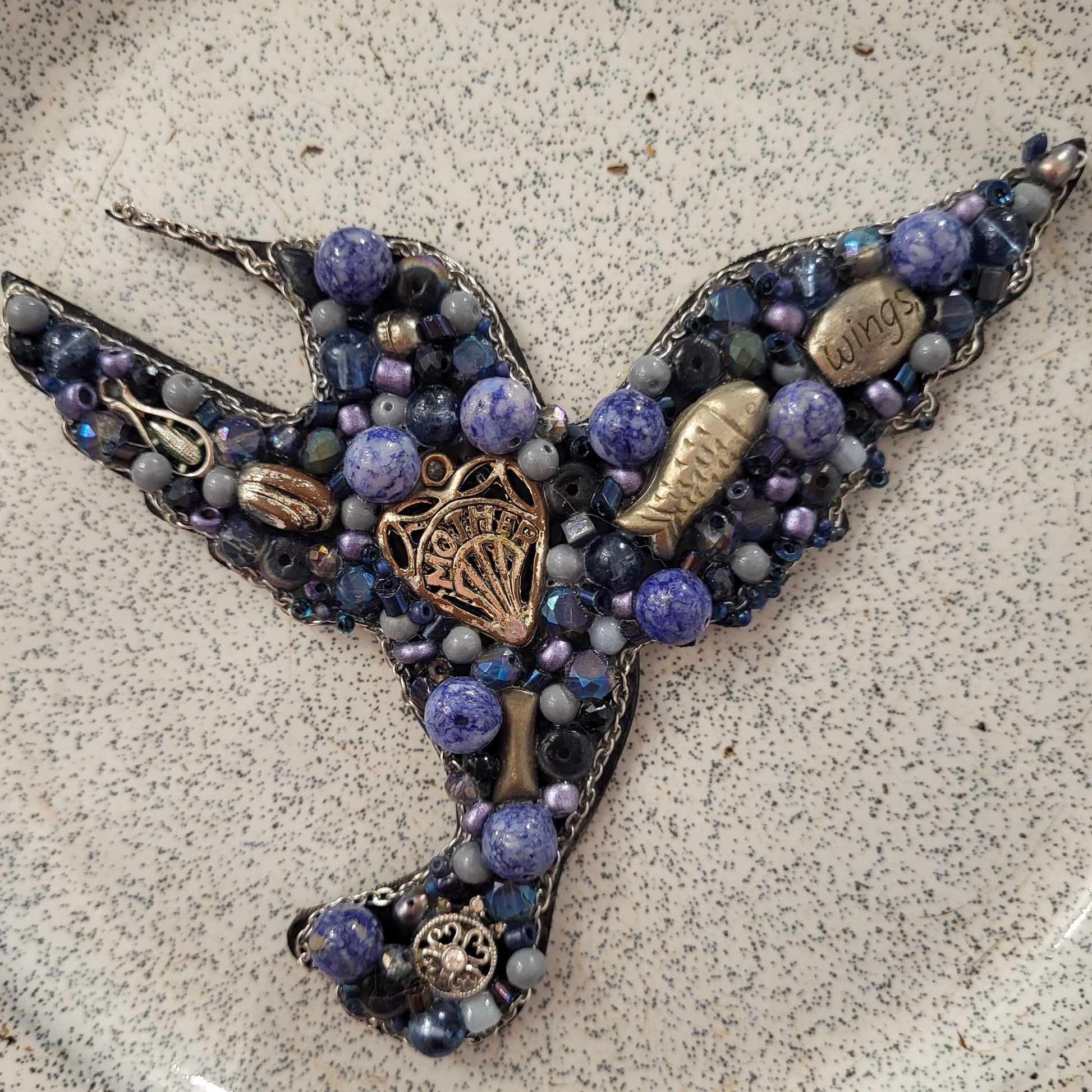 Jewelry Relief - Hummingbird on Enamelware