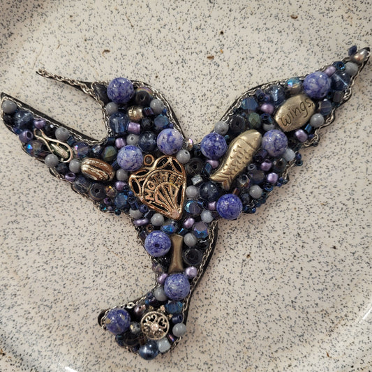 Jewelry Relief - Hummingbird on Enamelware