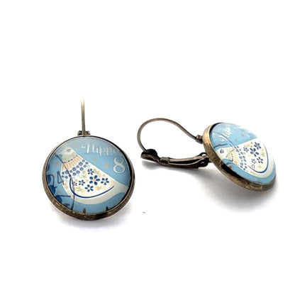 Postage Stamp Earrings - 2022 Japan White Dove