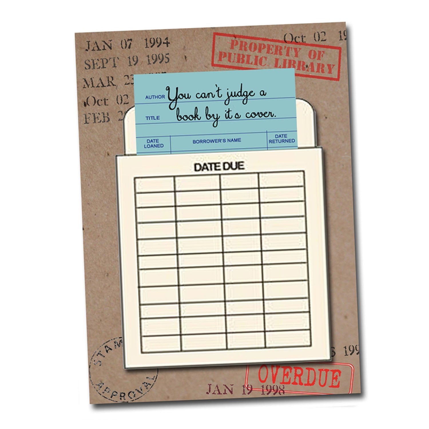 Library Book Card Greeting Card - You can’t judge a book by its cover