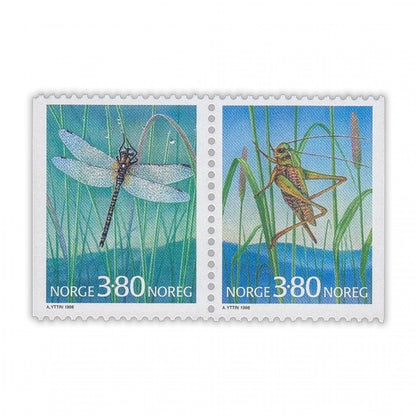 Postage Stamp Necklace - 1998 Norway Dragonfly