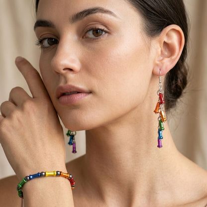 Spoke Nipple Rainbow Earrings