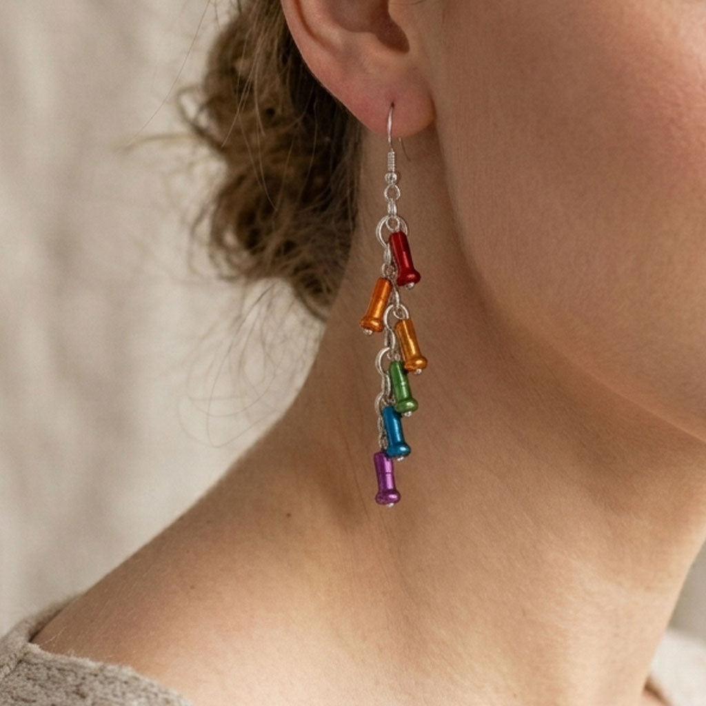 Spoke Nipple Rainbow Earrings