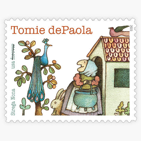 Postage Stamp Necklace - 2023 USA Tomie dePaola Strega Nona