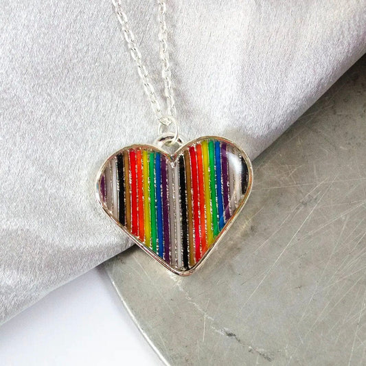 Ribbon Cable Rainbow Heart Necklace